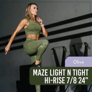 Zyia active olive maze light n tight hi rise 7/8 24" legging